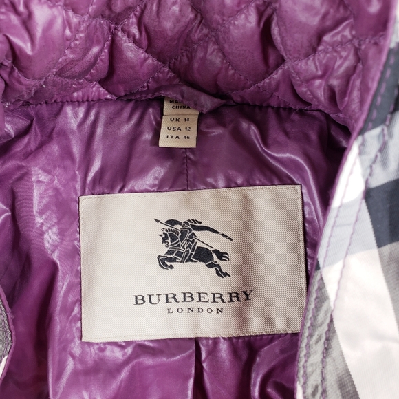 Burberry Quilted Jacket 12 Nova Check Toggle Plum - Picture 2 of 8